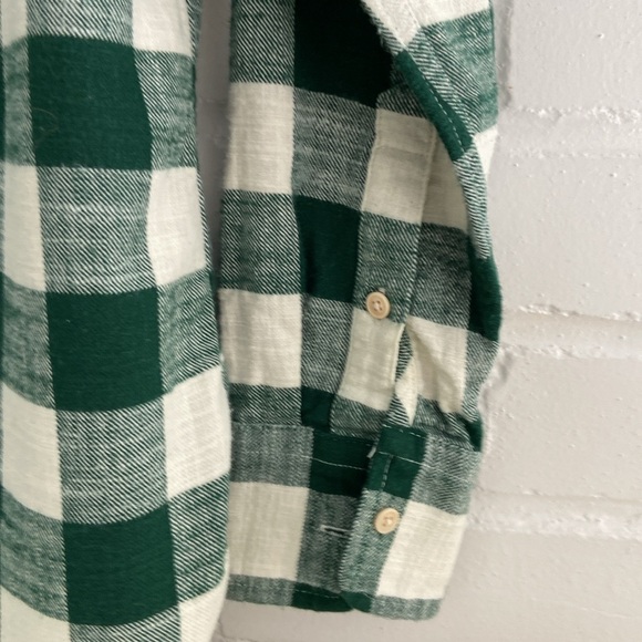 Girls Womens J. Crew Classic Green Cream Check Lumberjack Flannel Shirt Size 4 - Picture 4 of 7